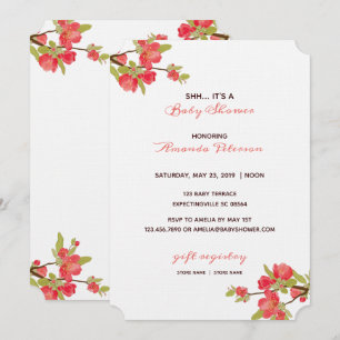 Invitation Élégant Baby shower de fleurs d'arbre rose
