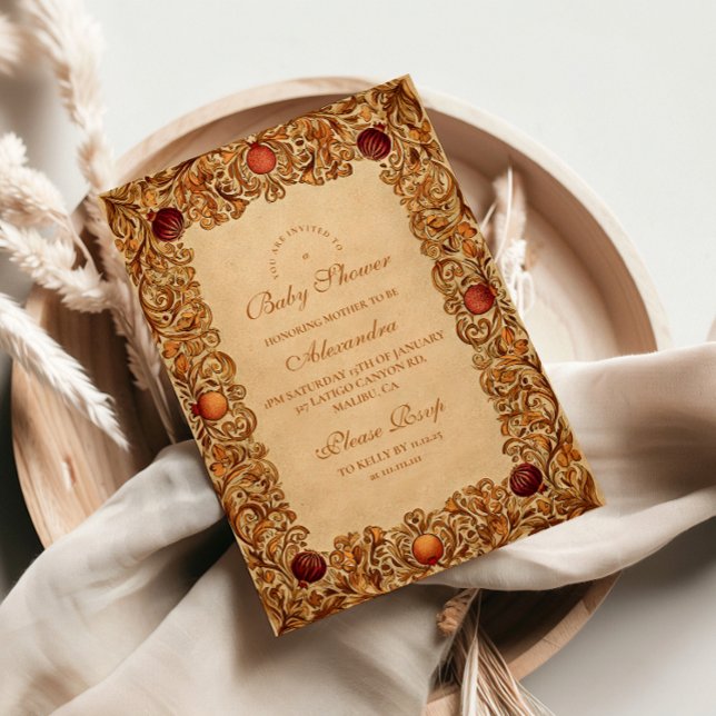 Invitation Élégant Baby shower de fruits et de feuillage (Créateur téléchargé)