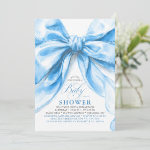 Invitation Élégant Baby shower de garçon de la cou bleue