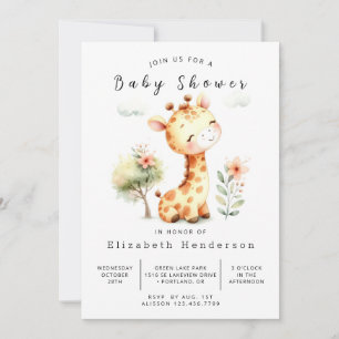 Invitation Élégant Baby shower de Giraffe éditable