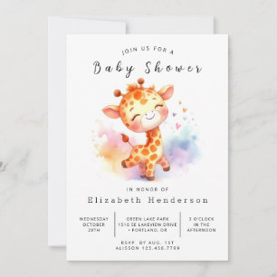 Invitation Élégant Baby shower de Giraffe éditable