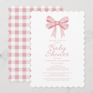 Invitation Élégant Baby shower de la cou rose fille En vichy