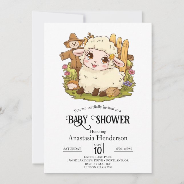 Invitation Elégant Baby shower de mouton de rêve (Devant)