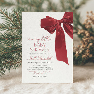 Invitation Élégant Baby shower de Noël de la Bow rouge