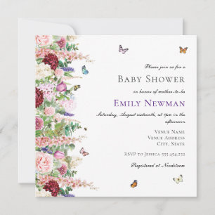 Invitation Élégant Baby shower de papillons floraux violets r
