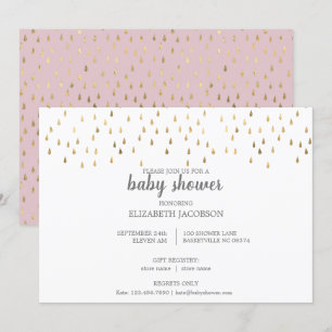 Invitation Élégant Baby shower de Raindrops rose et or