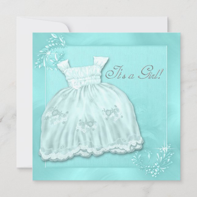 Invitation Elégant Baby shower de robe bleu Turquoise (Devant)