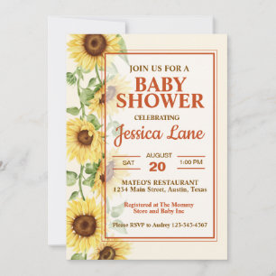 Invitation Élégant Baby shower de tournesol