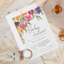 Élégant Baby shower de tulipes brillantes en fleur