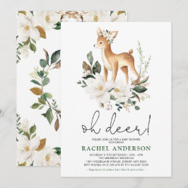 Invitation Elégant Baby shower de verdure fleurie de cerf