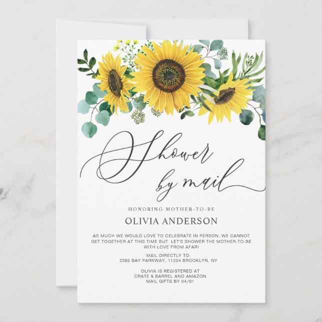 Invitation Elégant Baby shower d'Eucalyptus de tournesol par  (Devant)