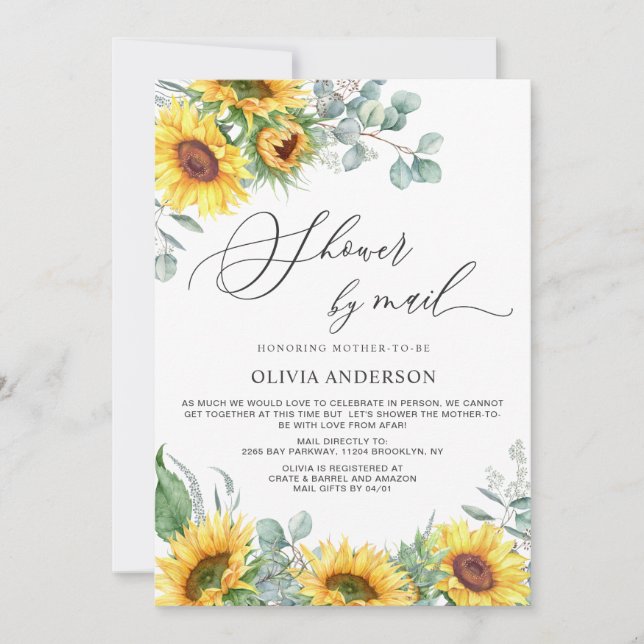 Invitation Elégant Baby shower d'Eucalyptus de tournesol par  (Devant)