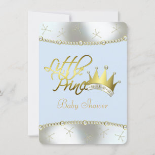 Invitation Élégant Baby shower du Petit Prince Bleu et Or