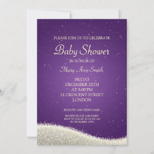 Invitation Élégant Baby shower éblouissant les étincelles vio