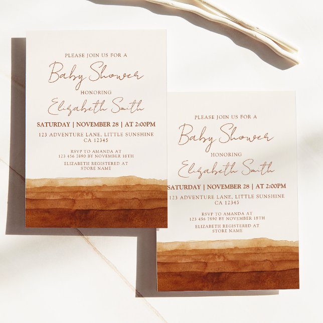Invitation Élégant Baby shower en terre cuite neutre genre (Créateur téléchargé)