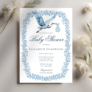 Invitation Elégant Baby shower en tuile fleurie Frame en cigo