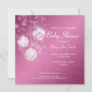 Invitation Élégant Baby shower Festive Baubles rose