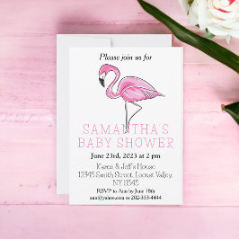Invitation Élégant Baby shower Flamant rose rose moderne