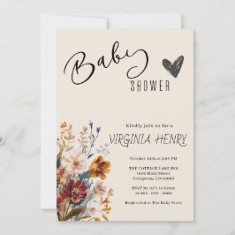 Invitation Elegant Baby shower Fleur sauvage Boho