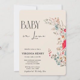 Invitation Elegant Baby shower Fleur sauvage Boho