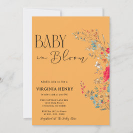 Invitation Elegant Baby shower Fleur sauvage Boho