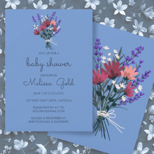 Invitation Elégant BABY SHOWER Fleur sauvage Bouquet CUSTOM L