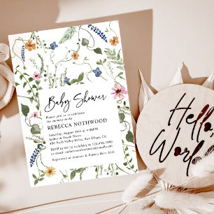 Invitation Elégant Baby shower floral aquarelle