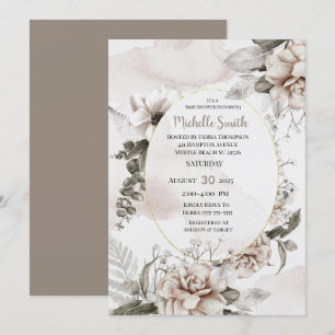 Invitation Elégant Baby shower floral de crème d'arôme