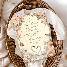 Invitation Élégant Baby shower floral du lac des Cygnes