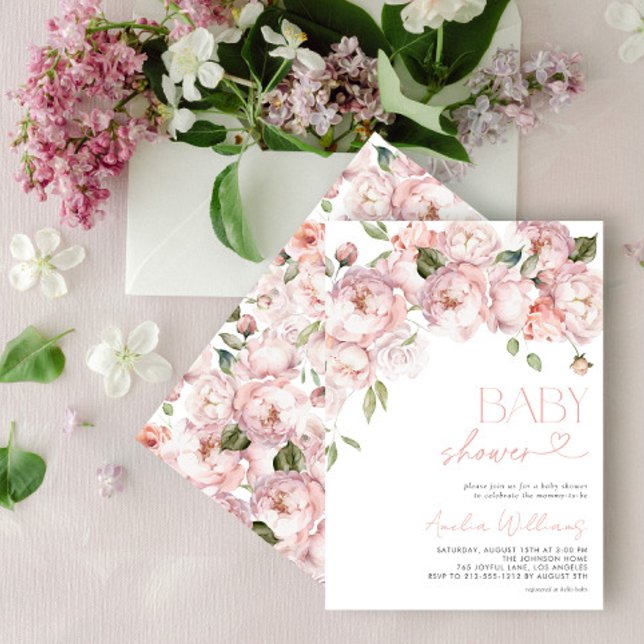 Invitation Élégant Baby shower Floral Moderne Fille (Créateur téléchargé)