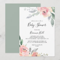Élégant Baby shower floral rose