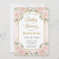 Élégant Baby shower floral rose pâle