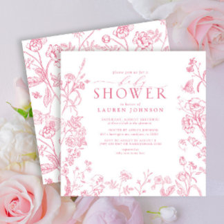 Invitation Élégant Baby shower Floral Victorien Rose