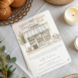 Invitation Élégant Baby shower Français Parisien Bonjour Bébé