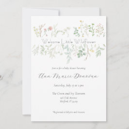 Invitation Elégant Baby shower frontalier Fleur sauvage aquar