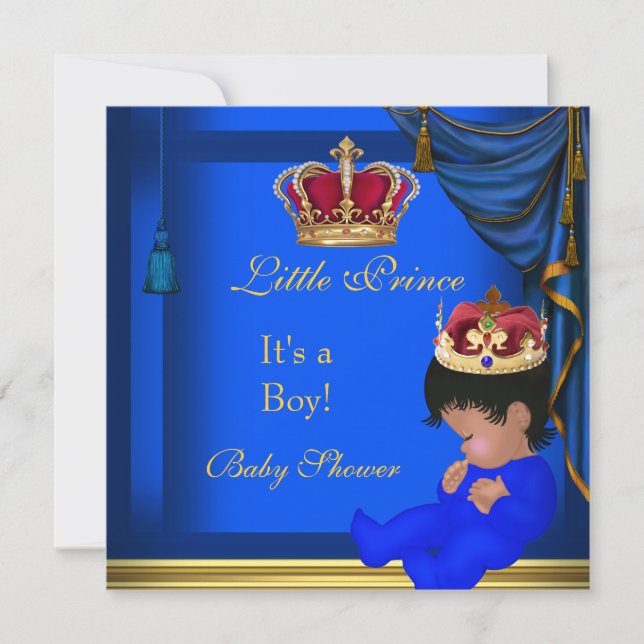 Invitation Elégant Baby shower Garçon Bleu Petit Prince Couro (Devant)