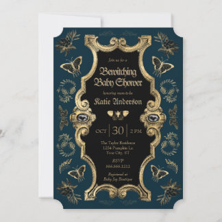 Invitation Élégant Baby shower gothique victorien sombre