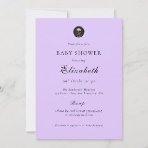 Invitation Élégant Baby shower gothique violet
