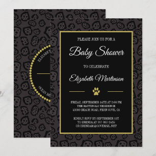 Invitation Élégant Baby shower Jaguar Panther Noir