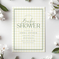 Elégant Baby shower Jaune Vert En vichy