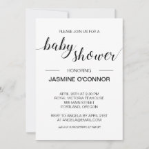 Élégant Baby shower minimaliste noir et blanc