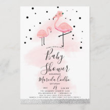 Élégant Baby shower moderne de Flamant rose noir e