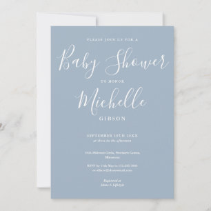 Invitation Elégant Baby shower moderne Dusty Blue Boy