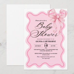 Invitation Élégant Baby shower moderne en bois rose