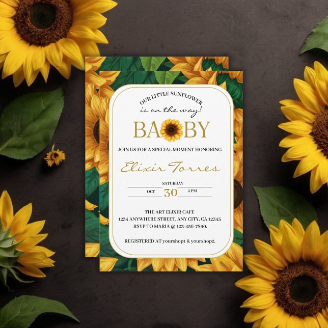 Invitation Elégant Baby shower moderne "Notre Petit Tournesol (Créateur téléchargé)
