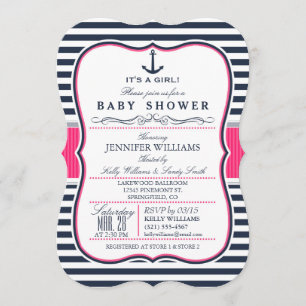 Invitation Elégant Baby shower nautique Invitation; Marine et