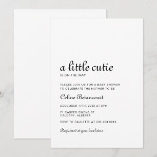 Invitation Elégant Baby shower noir et blanc