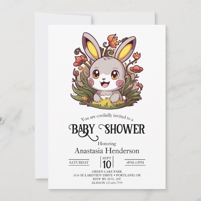 Invitation Élégant Baby shower numérique Bunny (Devant)