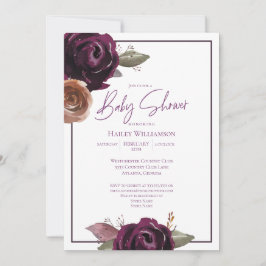 Invitation Élégant Baby shower Plum, Purple et Or