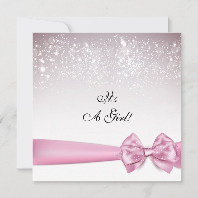 Invitation Élégant Baby shower rose boue étincelante (Devant)